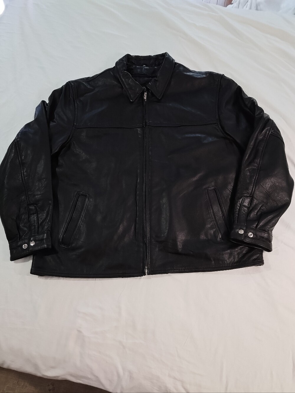 Unik Premium Black Leather Jacket w/Zip Out Lining, Size 5XL